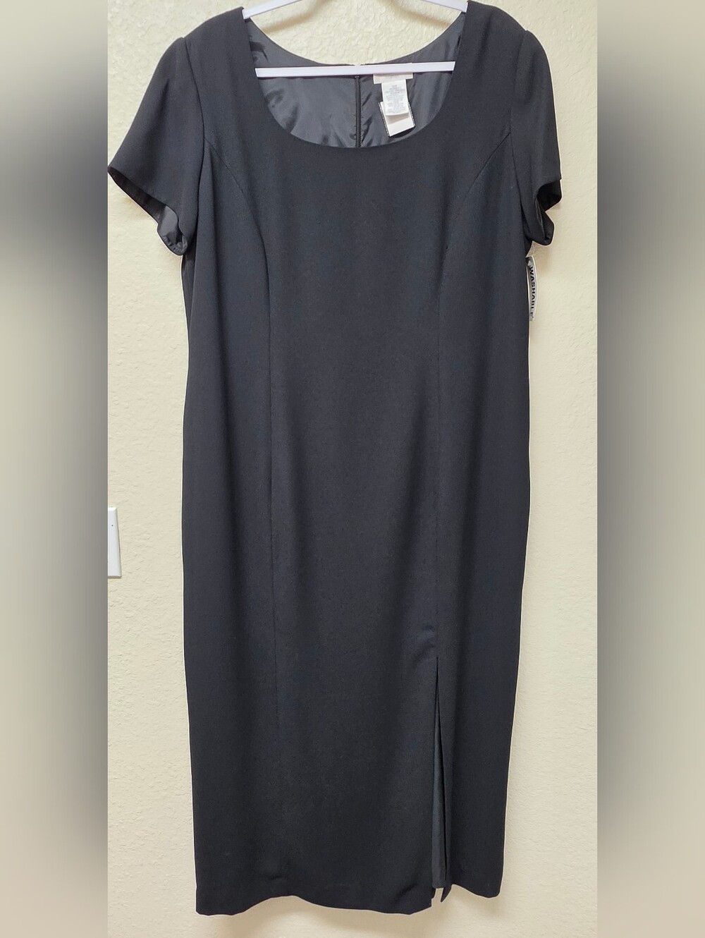 Worthington Black Lined Long Dress Square Neck Short Sleeve Sheath Dressy Sz 18W